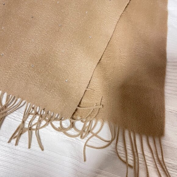 Vintage Rhinestone Fringe Scarf Camel - Picture 6 of 8